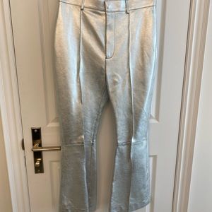 Metallic Alexander McQueen leather pants